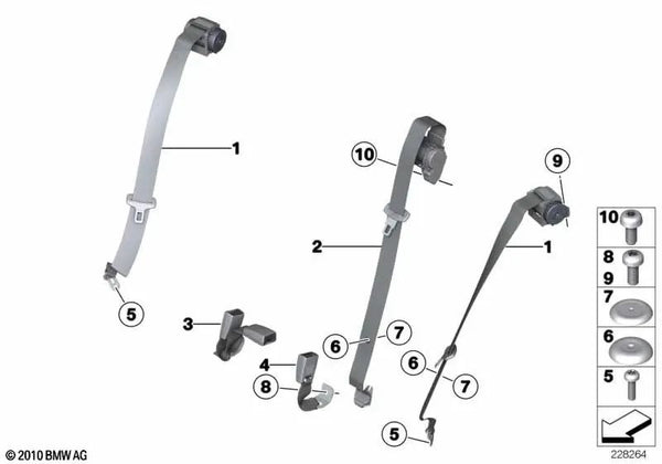 Cinturón de seguridad trasero central OEM 72112993603 para BMW X1 E84 (04/2009-06/2015). Original BMW.