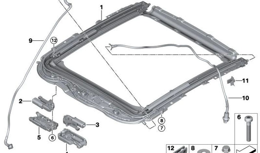 Sliding sunroof frame OEM 54109466553 for BMW 2 Series Gran Coupe F44. Original BMW.
