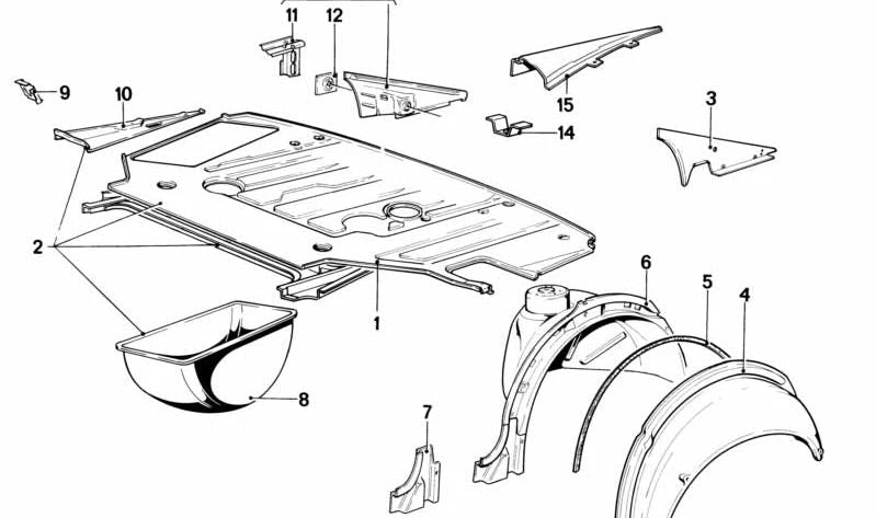 Soporte para chapa protectora térmica OEM 41111816760 para BMW E12, E23. Original BMW.