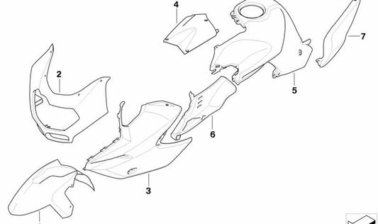 Revestimiento lateral derecho imprimado OEM 46637695494 para motos BMW K 1200 R, K 1200 R Sport, K 1300 R. Original BMW Motorrad.