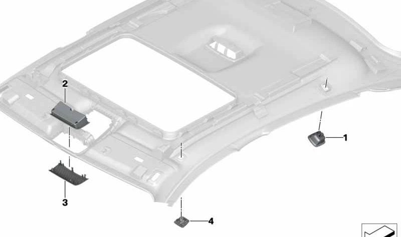 Soporte para gafas OEM 51447329290 para BMW X5 (F15) y BMW X6 (F16). Color gris. Original BMW.