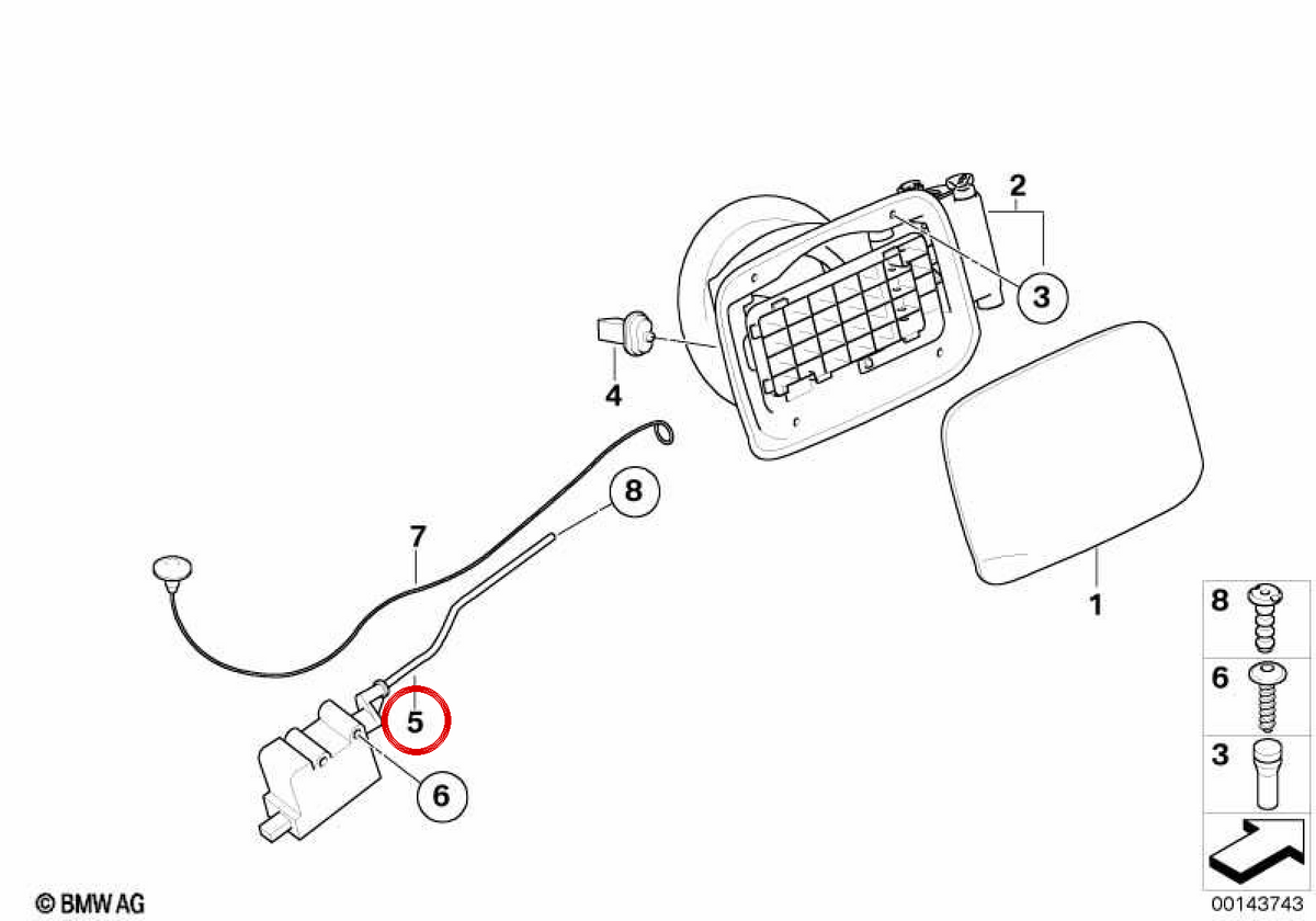 Motor cierre tapa de llenado de combustible OEM 67117198885 para BMW E82, E88, E90, E91, E92, E93. Original BMW.