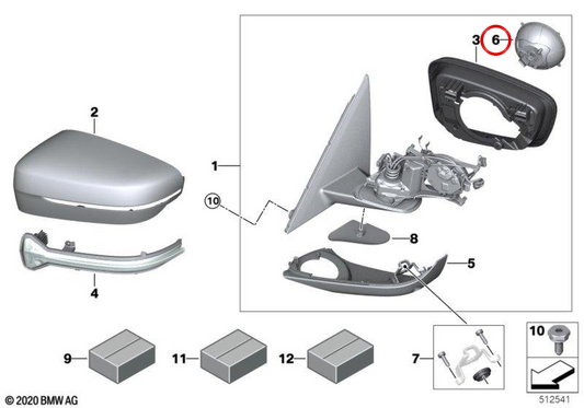 Motor de ajuste espejo retrovisor izquierdo OEM 67137337843 para BMW F40, F44, F10, F11, F18, G30, G31, G32, I12, I15 y para MINI F55, F56, F57, F54, F60. Original BMW y MINI.
