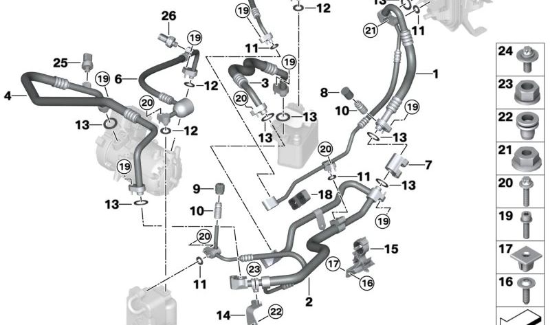 Tubo de refrigerante para BMW X3 G08E, G08F (OEM 6453794053). BMW original