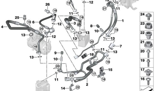 Tubo de refrigerante para BMW X3 G08E, G08F (OEM 6453794053). BMW original