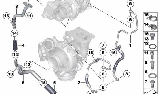 Tubo de retorno para BMW Série 5 F07, F10, F11, Série 7 F01, X5 E70N, X6 E71 (OEM 11427800617). BMW original