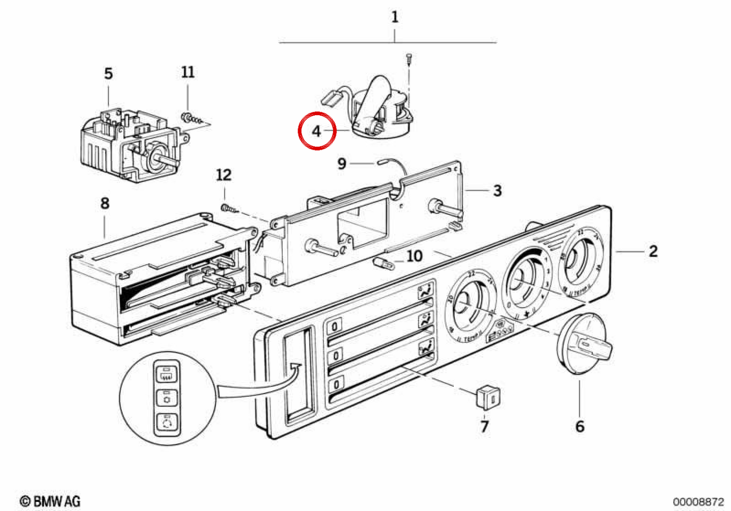 OEM interior temperature sensor 67328361479 for BMW E34, E38, E39, E53. Original BMW.