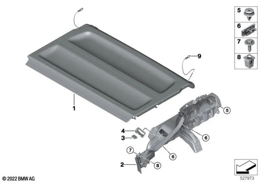 Alojamiento bandeja trasera izquierda OEM 51469462435 para BMW X1 (F48), X1 iPerformance (F48) y más. Original BMW.