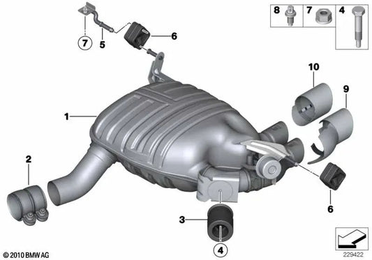 Silenciador traseiro com válvula de escape para BMW E84 (OEM 18307593484). BMW original.