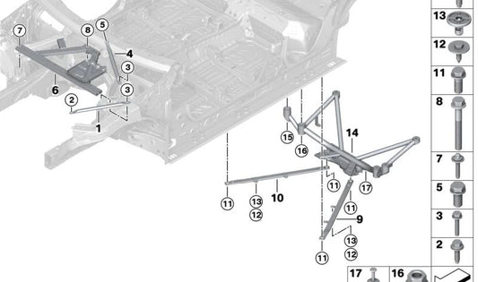 Barra stabilizzatore Chasis 51617947322 per BMW X3 G08 {IX3 41HA0, 42HA0, M Sport 41Duha0, 42duha0}. Fornisce maggiore rigidità e stabilità. BMW originale.