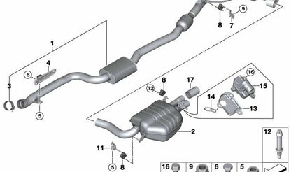 Silenciador trasero con válvula de escape para BMW F30N (OEM 18308643654). Original BMW