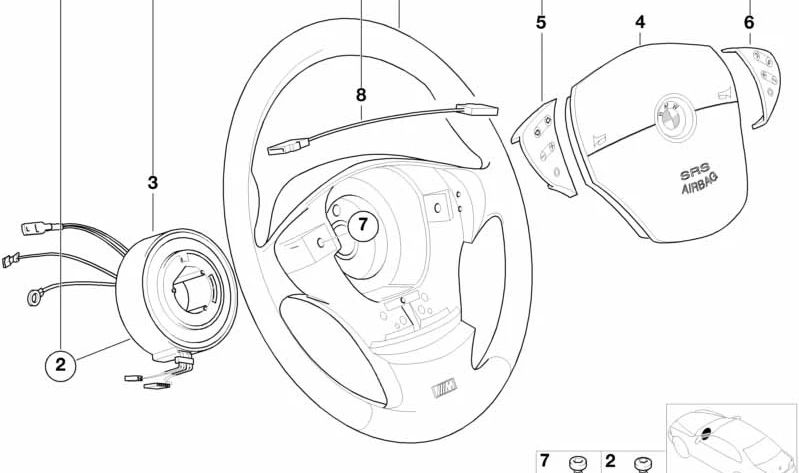 Interruptor Radio/Teléfono/Control de Crucero para BMW Series E39, E38 (OEM 61312490232). Original BMW