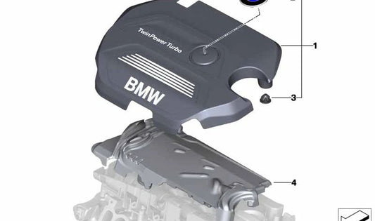 Cubierta de motor OEM 11148514199 para BMW F45, F45N, F46, F46N, F48, F48N, F39. Original BMW.