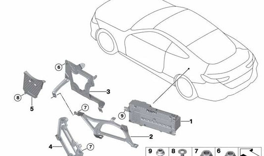 Soporte de amplificador OEM 65159865415 para BMW F91, F92, F93, G14, G15, G16. Pieza original BMW.