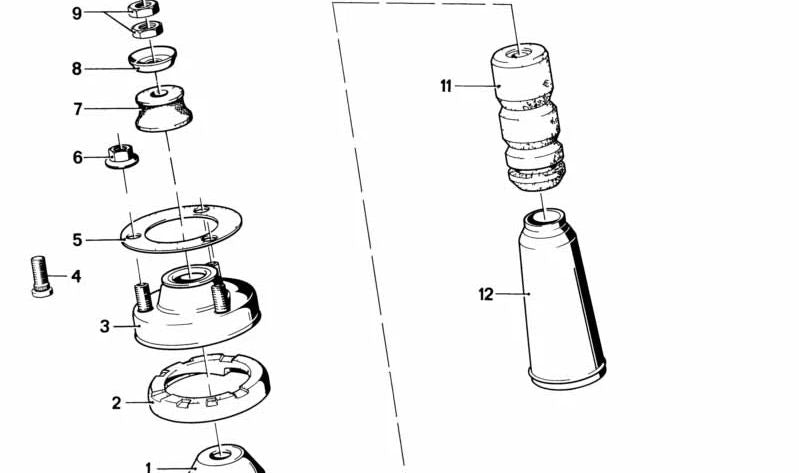 Silentblock de suspensión trasera OEM 33521120729 para BMW E21. Pieza original BMW.