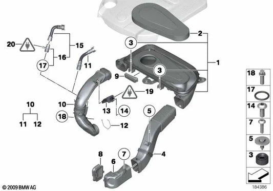 Clean air intake for BMW F01, F02 (OEM 13717800078). Original BMW