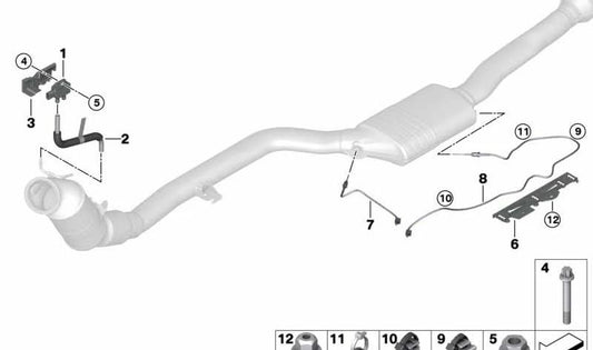 Sensor de temperatura de gases OEM 11789488318 para BMW G20, G22, G23, G26, G42. Compatible con motores B48C y B48D. Original BMW.