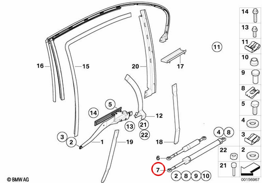 Finestra posteriore OEM del cilindro idraulico 67826924228 per BMW E38. BMW originale.