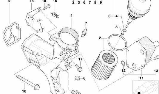 Ölfilter mit Ölabdeckung OEM 11422246992 für BMW E31, E32, E34, E38, E39, E53. Original BMW.