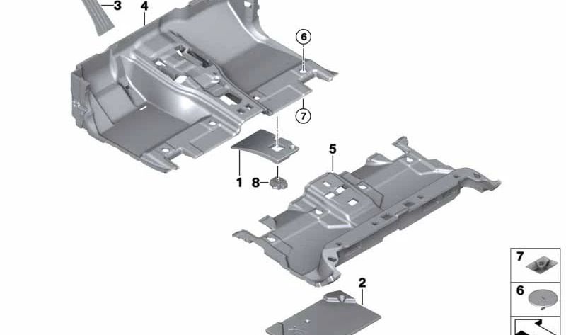Insira o piso dianteiro esquerdo para BMW X5 E70, F15, F85, X6 E71, F16 (OEM 51477154831). BMW original