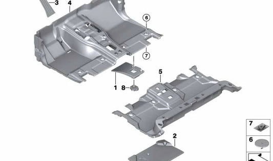 Insira o piso dianteiro esquerdo para BMW X5 E70, F15, F85, X6 E71, F16 (OEM 51477154831). BMW original