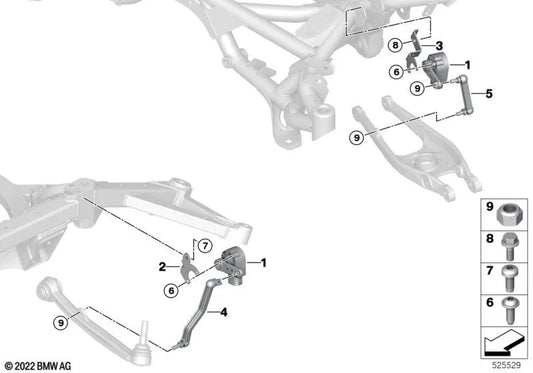Soporte Sensor de Altura Trasero para BMW Serie 2 F87, G87 Serie 3 F80, G80 Serie 4 F82, G82 (OEM 37142284258). Original BMW