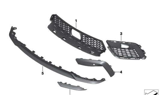 Rejilla entrada de aire izquierda abierta OEM 51118070757 para BMW F91, F92, F93. Original BMW.