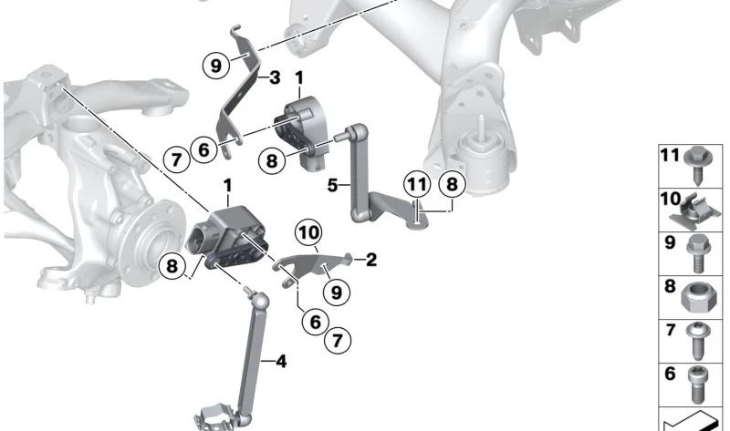 Regolatore di altezza per BMW Series 1 F20, F21, Serie 2 F22, F23, Serie 3 F30, F31, F35, Serie 4 F32, F33, F36 (OEM 37146797817). BMW originale