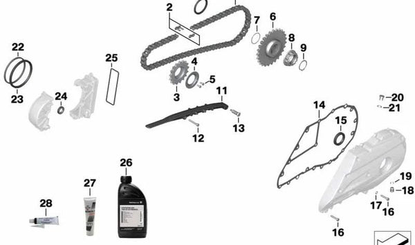 Piñón de transmisión OEM 33827729830 para BMW Motorrad C 600 Sport (CK18), C 650 Sport (CK18), C 650 GT (CK19). Original BMW Motorrad.