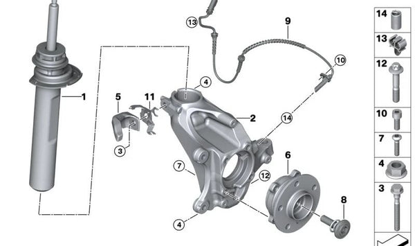 Muelle-amortiguador delantero izquierdo OEM 31316867211 para MINI Countryman F60, F60 LCI (Cooper D, One D, Cooper S, Cooper SD)… y más. Original MINI.