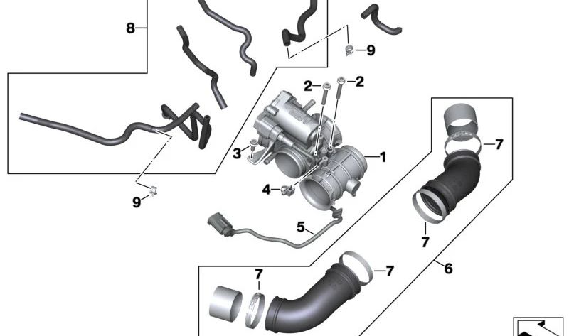 Tubo de la válvula de estrangulación OEM 13718413118 para motos BMW R 18, R 18 Classic, R 18 Roctane, R 18 B, R 18 Transcontinental... y más. Original BMW Motorrad