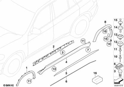 Passagem da roda de impressão esquerda para BMW X5 E70, E70N (OEM 51128037283). BMW original
