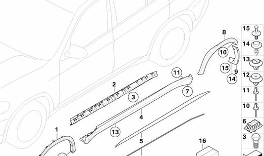 Protecteur adhésif d'origine OEM 51778038028 pour BMW d'étrier droit x5 (E70, E70N). Protection de peinture pour le côté inférieur. BMW d'origine.