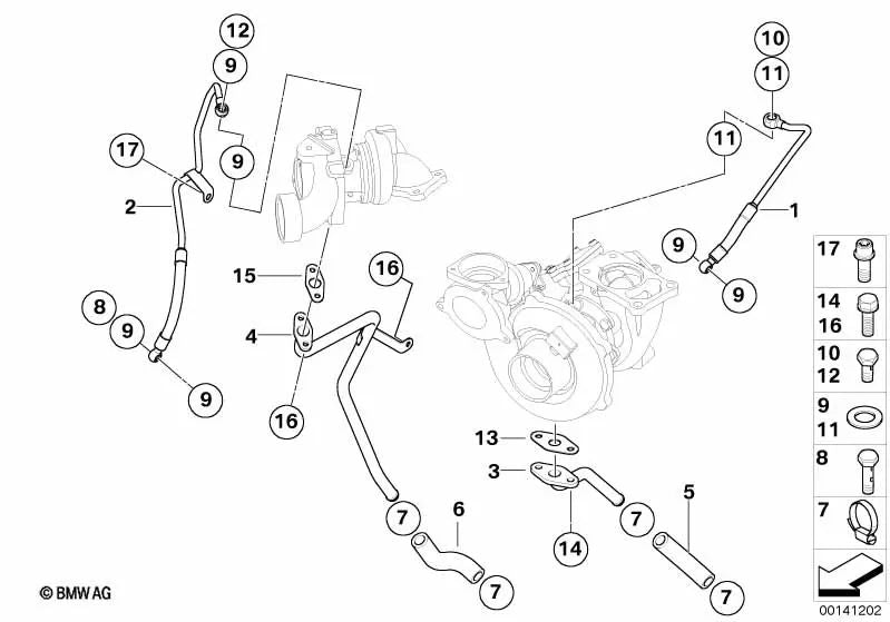 Return Pipe for BMW 5 Series E60, E61 (OEM 11427792244). Original BMW