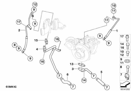 Return Pipe for BMW 5 Series E60, E61 (OEM 11427792244). Original BMW