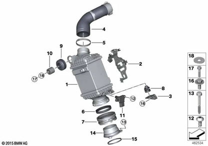 Conducción de aire sobrealimentación OEM 13718613157 para BMW Serie 5 G30, Serie 7 G11, G12... y más. Original BMW.