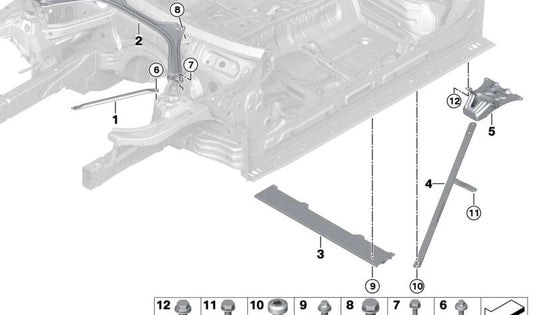 Barra torsión trasera izquierda OEM 51617932475 para BMW G26 {420d, 420d xDrive, 420i, 430d xDrive}. Compatible con modelos automáticos y manuales. Original BMW.