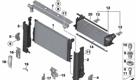 Modulo di refrigerazione per BMW F07, F10, F11, F18N (OEM 17118684790). BMW originale
