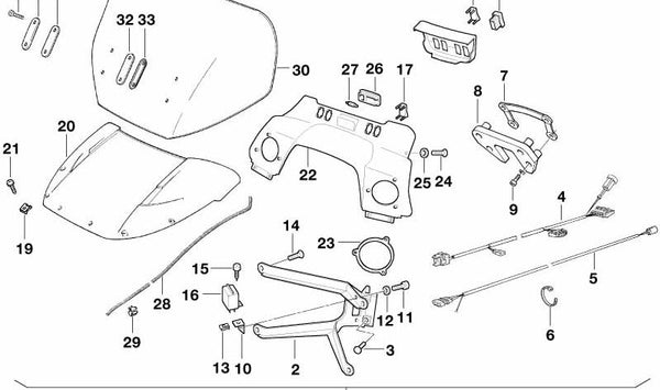 Soporte carenado delantero OEM 46632316170 para BMW Motorrad K75 RT, K100 LT, K100 RT. Original BMW Motorrad.