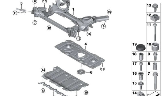 Protector inferior dirección OEM 31146880899 para BMW G42, G20, G20N, G21, G21N, G28, G28N, G22, G22N, G26, G26N. Pieza original BMW.