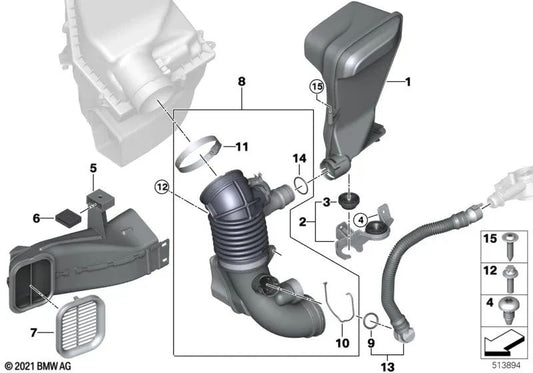 Résonator pour BMW X3 G01, G01N, X4 G02, G02N (OEM 13718583592). BMW d'origine