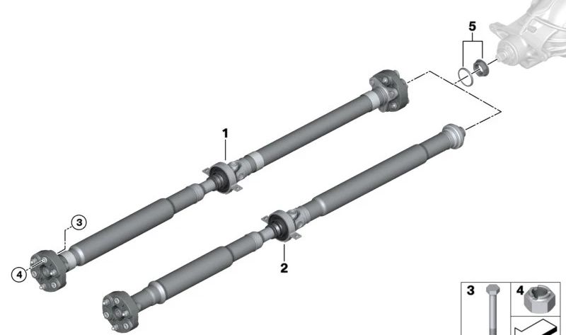 Cardán de transmisión automática OEM 26108623498 para BMW G30, G30N, G31, G31N. Original BMW.
