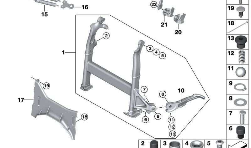 Tapa cubre caballete lateral OEM 46637923820 para BMW Motorrad C 400 GT, C 400 X, C 600 Sport, C 650 GT, C evolution. Original BMW Motorrad.