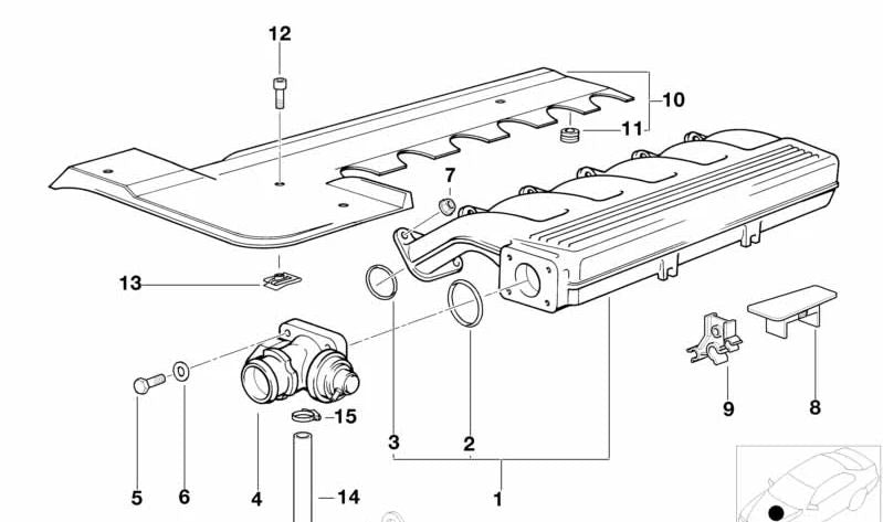 Tubo de admisión OEM 11612246180 para BMW E36, E39, E38. Compatible con todos los modelos indicados. Producto original BMW.