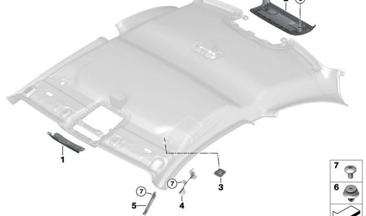 Microphone Trim for BMW Series 2 G42, U06, Series 3 G20, G21, G28, Series 4 G22, G26, Series 5 G30, Series 7 G11N, Series 8 G15, i I20, X1 U11, X2 U10, X3 G01, X4 G02, X5 G05, X6 G06, X7 G07 (OEM 51447486234). Genuine BMW