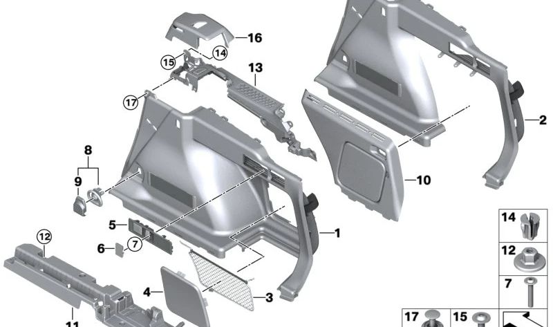Involta per l'anello di ormeggio per BMW Series 2 G42, G87, Series 3 G20, G21, G28, G80, G81, Series 4 G22, G26E, G82, Series 7 G70, X3 G01N, Z4 G29 (OEM 51477464192). BMW originale.