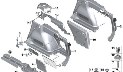 Rechte Querleisteunterstützung für BMW G21, G21N, G81 (OEM 5147450722). Original BMW.