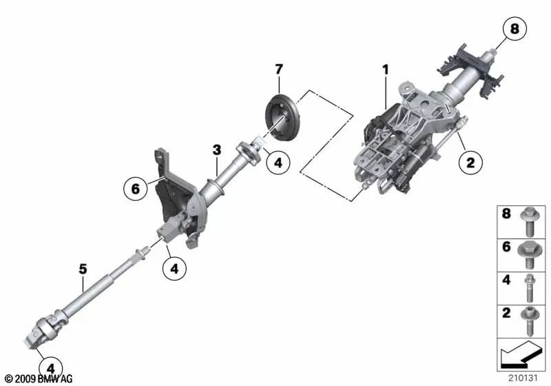 Electric steering column adjustment for BMW F07, F10, F11, F06, F12, F13, F01N, F02N, F18N (OEM 32306788155). Original BMW