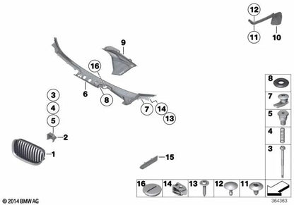 Moldura canaleta vierteaguas izquierda OEM 51497453357 para BMW Serie 7 F01, F02, F03, F04 Hybrid. Original BMW.