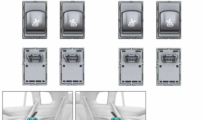 Interruptor original desbloqueo respaldo izquierdo OEM 61319864949 para BMW X7 (G07) xDrive30d, xDrive40d, xDrive40i, ALPINA XB7. Compatible con tercera fila de asientos. Original BMW.